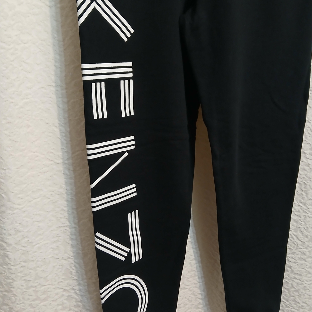 Kenzo Womens Black Joggers with White Drawstring and Logo - Picture 2 of 6